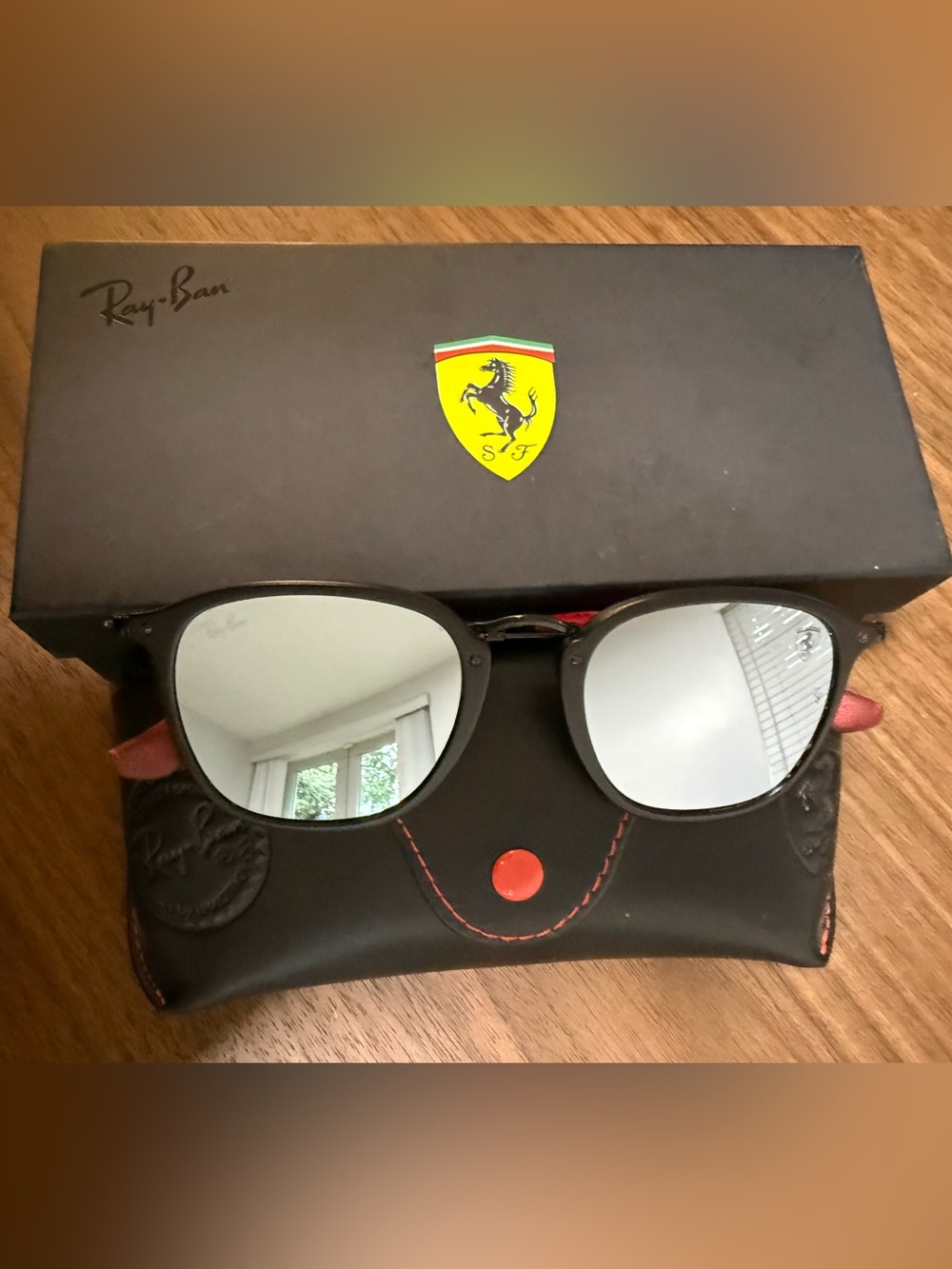 Ray-Ban Men's RB2448NM SCUDERIA FERRARI COLLECTION - Polished Black